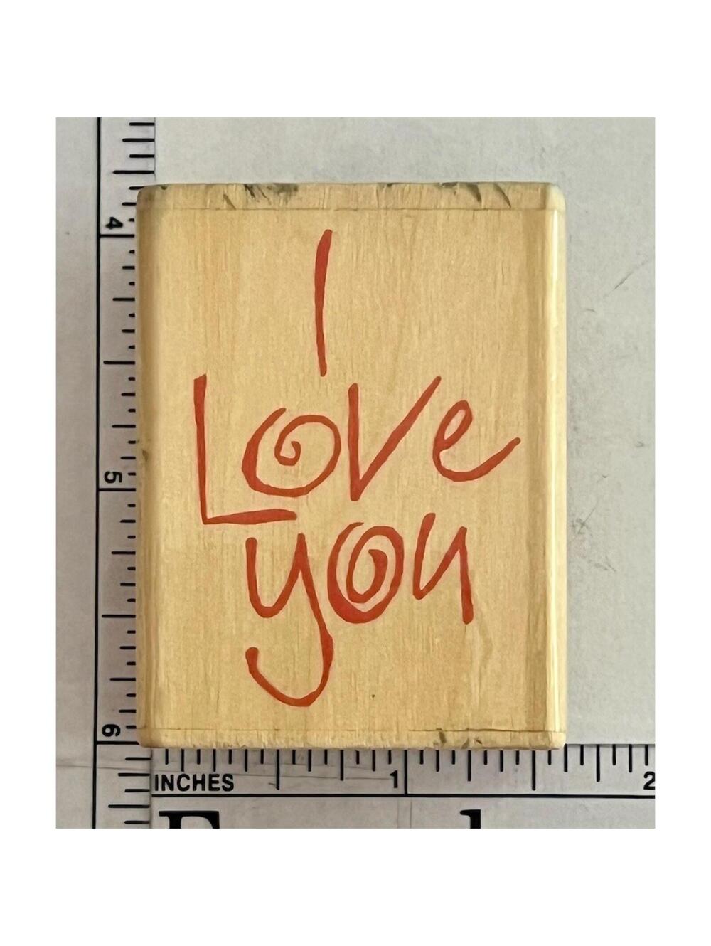 Uptown Rubber Stamps I Love You Mounted Rubber Stamp Handwritten Script